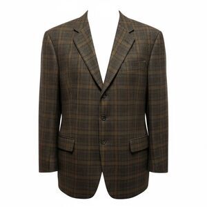 Vintage TALLIA Uomo Men's Dark Brown Checkered Blazer Union Made
